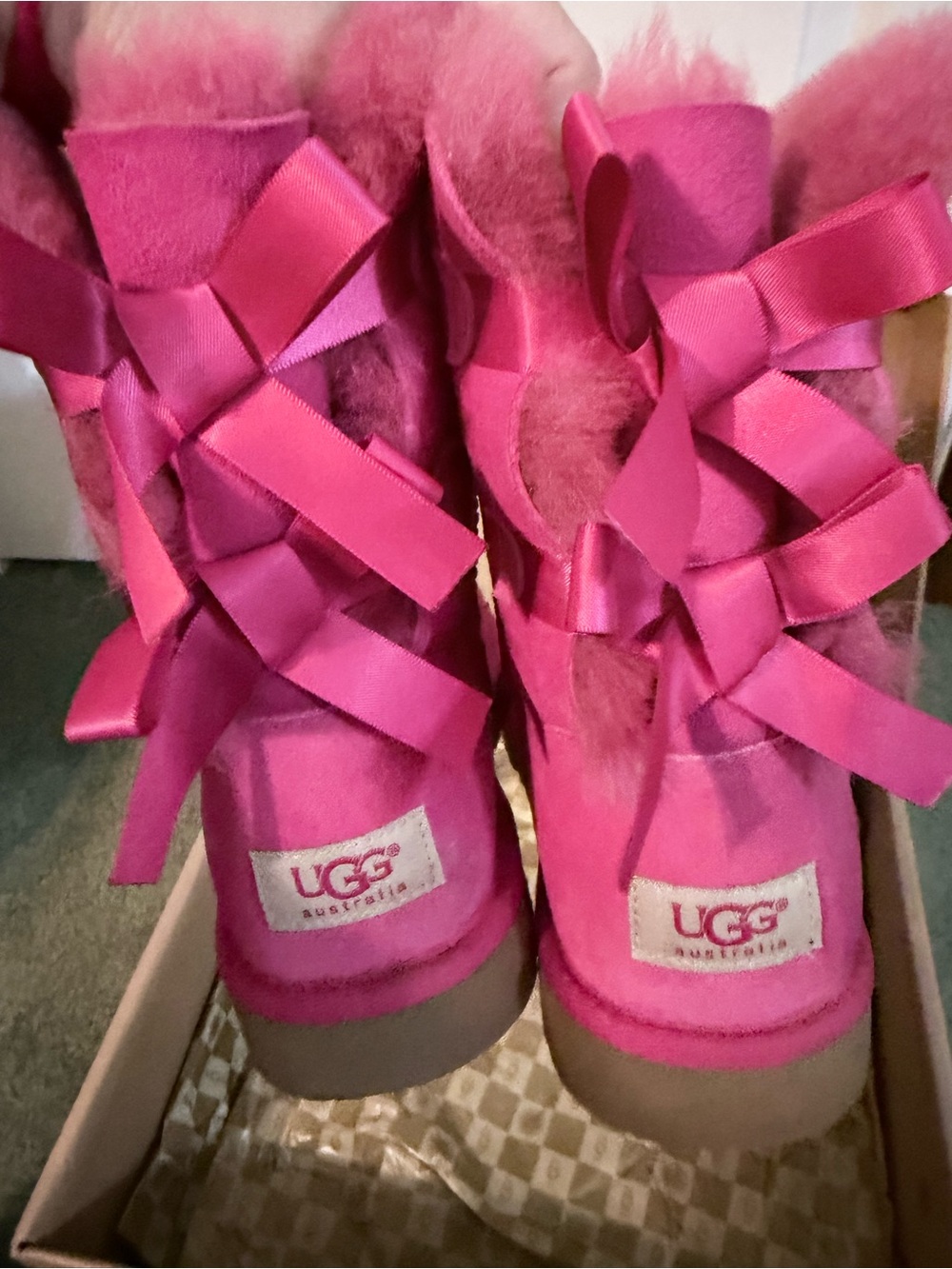 UGG Hot Pink Plush Slip-On Women's Slippers